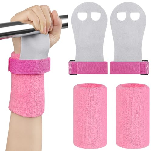 DiULi Griffpads Kinder mit Handschutz & Armband Idea, Rosa – M