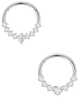 jagosen Aro de anillo de septo nasal 2 piezas de acero quirúrgico 16g 8mm pendientes de cartílago auricular espiral joyas perforadas de anillo labial de septo nasal