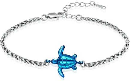 LLXYWJ Havssköldpadda Urn Armband för aska Rostfritt ål Justerbar handkedja Kremering Smycken Minnesmärke Memorial Present för kvinnor-Blå
