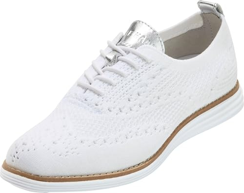 Cole Haan womens Originalgrand Stitchlite Wingtip Oxford Flat, Optic White Knit/Optic White, 9.5 US