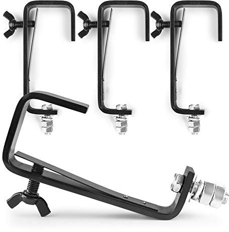 Beamz 4x BC50B-50 Black G Clamp Lighting Truss Clamps, Secure 50kg Max Load, Fits 15-51mm Tubes, Stage and Theatrical Fixtures, Efficient Heavy-Duty Mounting for Events