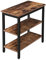 HOOBRO Beistelltisch, Nachttisch mit 3 Ablage, Sofatisch Industriestil, Nachtschrank, Schlafzimmer, Wohnzimmer, Küche, Einfach zu montieren, Metallrahmen, Dunkelbraun EBF14BZ01