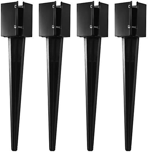 CRIZTA 4 Pcs 36 Heavy Duty 4x4 Fence Post Anchor Ground Spike Metal Black Powder Coated - Mailbox Post Anchors. Length: 36 inches, Outer Dimension: 4” x 4” (Fit 3.5” x 3.5” Square Wood Post)