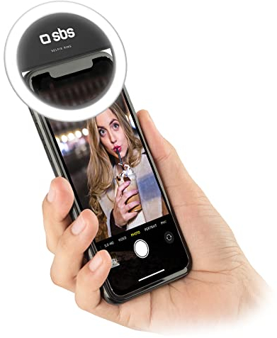 Anneau LED Universel pour Smartphones, Lampe Flash avec contrôle d'intensité, pour TikTok, Youtube, Instagram, Selfie, vidéo et Streaming en Direct, câble de Chargement USB Inclus, Lumière blanche