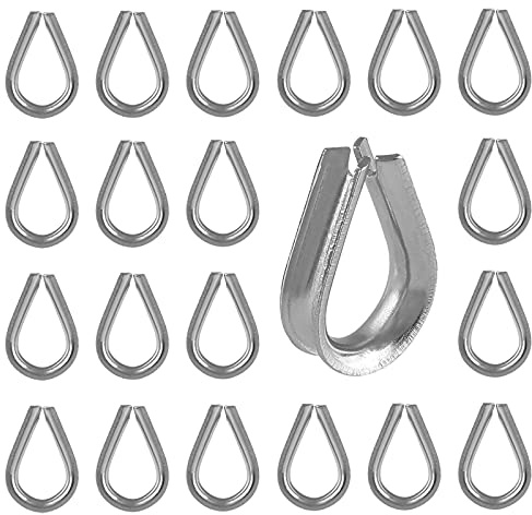 Kyuionty 50 Pcs M2 Stainless Steel Cable Thimbles for 1/16 Dia.Wire Rope