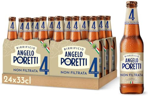 Birrificio Angelo Poretti Birra 4 Luppoli, Non Filtrata, Bottiglia, Volume 33cl, 24 Pezzi