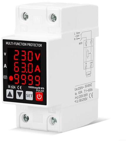 63A 230V 3IN1 Anzeige Din Rail justierbar über und unter Spannung Schutz Relais