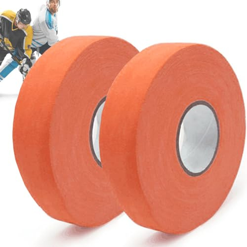ZESLIV 2 rotoli di nastro antiscivolo per hockey, impugnatura arancione sportiva, nastro autoadesivo resistente all'usura per manico badminton, asta da golf, racchetta da tennis