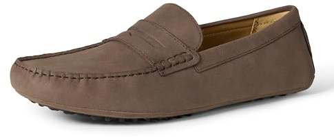 Amazon Essentials Mocasines de conducción para Hombre, Gamuza sintética marrón, 12