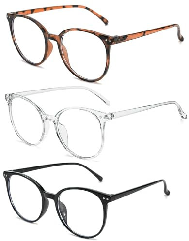 3 Pares Gafas Anti Luz Azul, Gafas Filtro Luz Azul para Ordenador, Gaming y Lectura, Protección UV400, Lentes Antireflejo para Hombres y Mujeres, Gafas Livianas Antifatiga para Pantallas y Dispositivo
