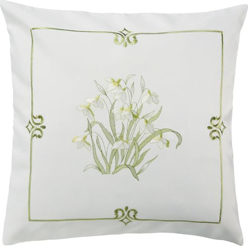 Erwin Müller Kissenhülle Schneeglöckchen weiß-grün Größe 50x50 cm