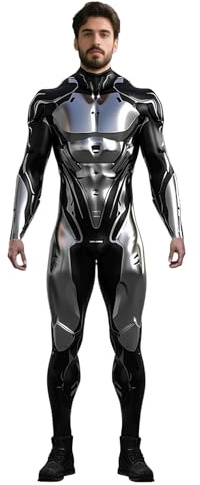Koongso Costume da supereroe per adulti, da uomo e da donna, stampa 3D, armatura robot, body a maniche lunghe a maniche lunghe, tuta da combattimento per feste di Halloween