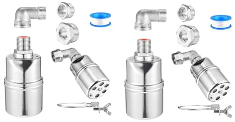 Ujjdwiurgh 1/2 tum 3/4 tum 1 tum automatisk flytventil, 304 rostfritt stål helautomatisk vattennivå kontroll flottörventil, 2 set
