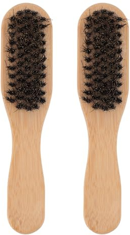 2 uds cepillo de barba cerdas finas mango de bambú cepillo de pelo Facial portátil para el cuidado diario de viaje