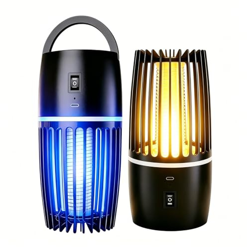 Zanzariera Elettrica 360° UV 365nm, Lampada Antizanzare Ricaricabile 4000mAh USB, Silenziosa <35dB con Luce Notte, Dispositivo Anti-Zanzare Senza Chimici per Interni Esterni