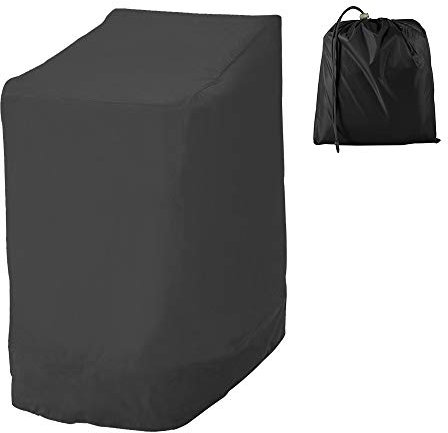 Housse de Chaise/Fauteuil Jardin Empilable, Exterieur, en Tissu Oxford 210D Imperméable, Protege, Balcon Anti-UV/Pluie 114x85x65cm (Noir)