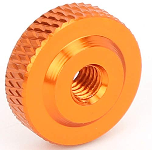 10 Tuercas Roscadas de Aleación de Aluminio M4 x 14 x 5 Apriete a Mano Moleteadas de Fijación (Naranja)