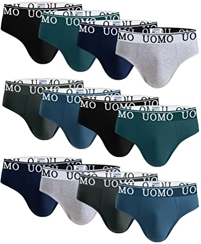 Channo Slips en Coton pour Hommes Uomo - Lot de 12, Multicolore, 4XL