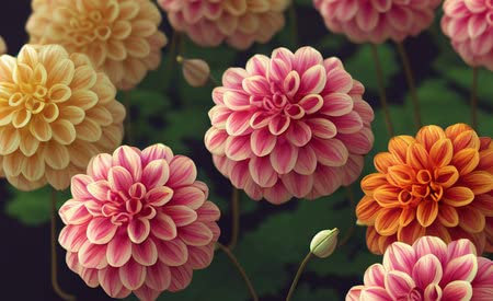 adrium Tableau sur toile 50 x 30 cm - Fond coloré - Plante de dahlia (194324323)