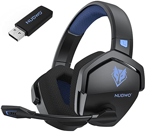 NUBWO G06 Double Casque Gaming sans Fil avec Microphone pour PS5, PS4, PC, NS, Mobile: 2,4 GHz Wireless + 5,3 Bluetooth - Batterie de 100 Heures - Pilotes de 50mm - Bleu