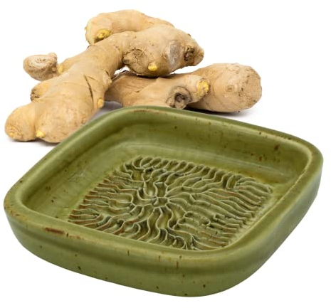 ANCKERAMIC® Rallador de cerámica – Rallador de nuez moscada, rallador de ajo, rallador de jengibre de cerámica, hecho a mano, diseñado en Finlandia, varios colores (verde aguacate)