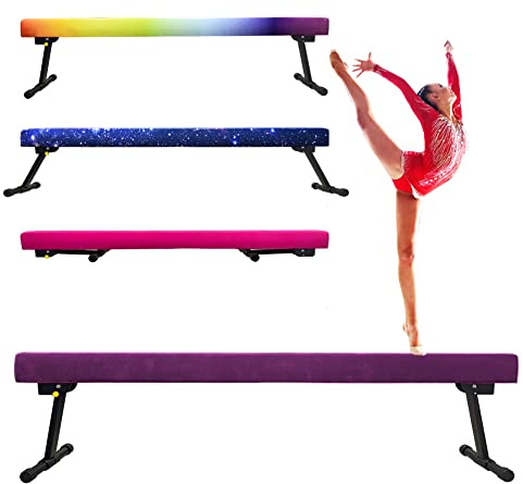 Peakpath 6FT Adjustable&Foldable Gymnastics Balance Beam,Home Gym Equipment,Easy Assembling and Storage,No Tool Require,for Kids Children Girls Training Ages 3-12