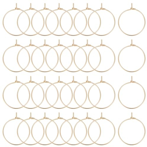 Beebeecraft 1 låda 100 stycken kreolska örhängen 18 karat guldpläterat rostfritt stål 20 mm litet vinglas hänge ringar med 0,7 mm stift gör-det-själv örhänge-pärlor för tillverkning av kreoler