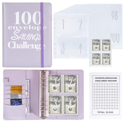 NICOOTH Money Saving Binder 100 Envelope Savings Challenge Book Save $5050