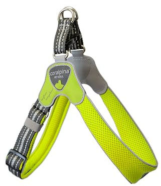 Coralpina - Verstellbares Brustgeschirr für kleine bis mittelgroße Hunde, weich und atmungsaktiv, schadet dem Haar nicht und behindert nicht die Bewegungen, Farbe Neongelb, Größe 1