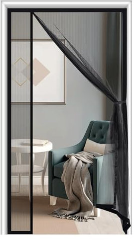 Fly Screen Insect Protection, 130x225cm Window Roller Blind Insect Protection Roller Blind Without Drilling Child's Play Adhesive Installation, Black