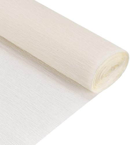 QUARKZMAN 2 Pcs Rouleau de Papier Crépon 210cm de Long 50cm de Large Papier Crepon pour la Cérémonie de Mariage, Diverses Grandes Décorations de Festivals, Blanc Laiteux