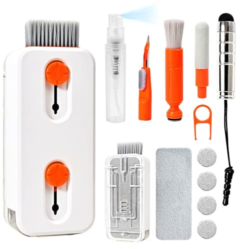 Tastatur-Reinigungsset mit einziehbarer Tastaturbürste und Multifunktions-Reinigungsstift für MacBook, iPad, iPhone, Tablet, PC, TV-Kameraobjektiv, Handy, PC-Monitor (weiß)