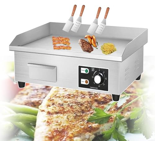 forplubossmmp Plancha Eléctrica | Parrilla Comercial De Superficie Plana | Freidora De Tocino Y Carne De Acero Inoxidable | Placa Calefactora Antiadherente para Barbacoa | Parrilla Teppanyaki,2500W