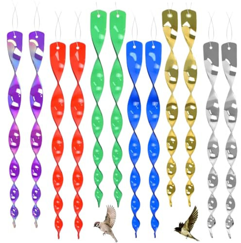 LAJUP Effaroucheur Oiseaux Réfléchissant,12 Pièces Repulsif Oiseaux Exterieur,Repulsif Oiseaux Cerisier,Spirale Anti-Oiseaux Pour Balcon,Effaroucheur D'Oiseaux Très Efficace,Défense Contre Les O