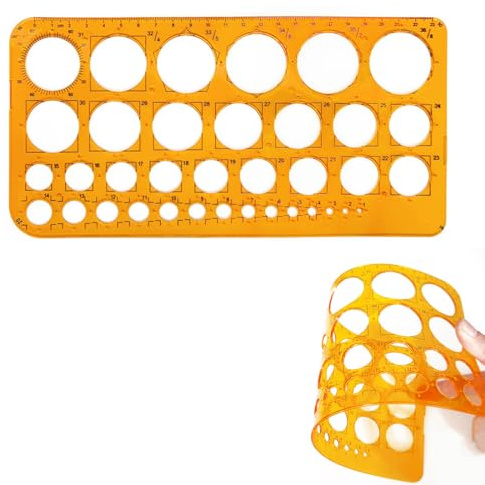 HABNI 1 Pieza PláStico Plantilla de Dibujo, Reglas con Plantillas Circulares de Plástico Transparente, Kit de Regla Muy Adecuado Para DiseñO ArtíStico, Escuela, Oficina, Hogar