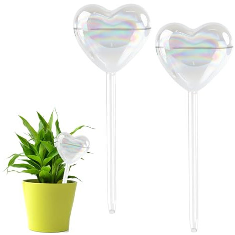 RoxNvm Sfere Irrigazione Piante, 2 Pezzi Bicchiere Irrigazione a Goccia per Vasi, Irrigazione Piante Vacanza, Irrigazione Automatica Vasi, per Piante in Vaso da Interno ed Esterno (Cuore