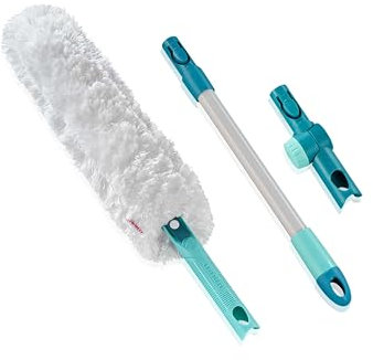 Leifheit Set SUPERDUSTER XL Pro Reach, plumeau extensible long avec manche de 43 cm, lavable jusqu'à 50 fois, microfibre, plumeau télescopique, laver au lieu de jeter