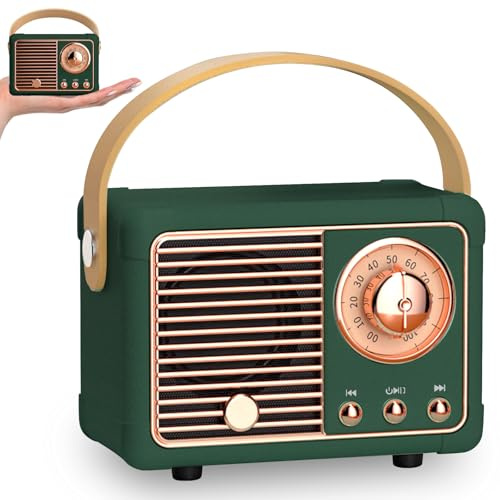 Mini Altoparlante Bluetooth Retrò, Portatile Altoparlante Wireless con Radio FM, Ricaricabile Supporta Bluetooth 5.0/USB/TF/AUX/Chiamate in Vivavoce, AltoparlanteS Vintage per Decorazione Della Stanza