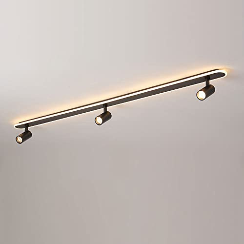Kit de iluminación LED de riel Fijo con focos de Techo Ajustables, 3 Luces Negras para Montaje en Techo, focos direccionales de Acento para Cocina, galería y Pasillo.
