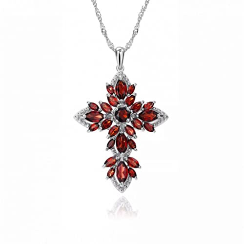 Collier Croix en Argent 925, Bijoux Grenat