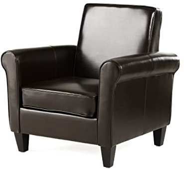 Christopher Knight Home Freemont Leather Club Chair, Chocolate Brown