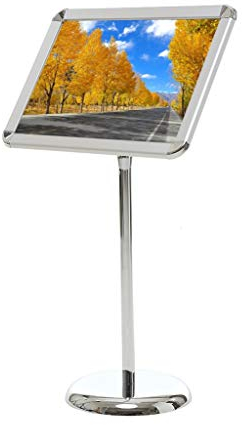 Loywe Infoständer Plakatständer DIN A3 Rondo für Plakate mit 420x300 mm, Ständer aus Metall Höhe Verstellbar Infohalter für Querformat Präsentationsständer Werbeständer schwenkbar Silber Design LW3520
