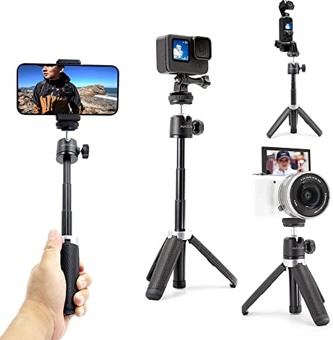 MAXCAM Extension Pole Tripod, Mini Selfie Stick Tripod Stand Handle Grip for Webcam iPhone Samsung Smartphone Gopro DJI Pocket Canon Sony Cameras Vlogging