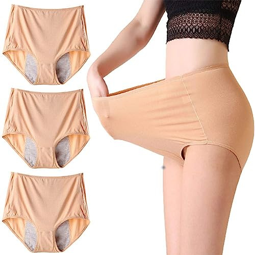 Mutande Assorbenti Donna Vita Alta Slip Cotone, 3 Pack Biancheria Intima lavabile per Incontinenza Urinaria Femminile, Mutandine Assorbenti per Incontinenza Forte Donna