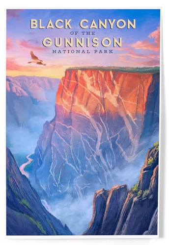 Lantern Press 8x12 Inch Art Print Wall Decor, Black Canyon of the Gunnison National Park, Oil Painting
