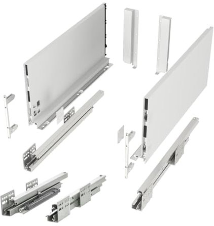 SOTECH Schubladensystem JUNKER SLIM mit Push to Open (weiß, Höhe 199 mm, Tiefe 400 mm, bis 35 Kg belastbar) Schubkastensystem mit 13 mm schlanken Schubladenzargen