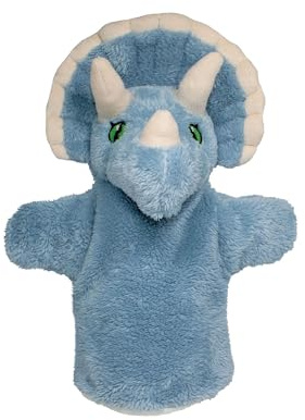 EcoBuddiez Hand Puppet - Triceratops de Deluxebase. Marionnettes en Peluche de Dinosaures pour Enfants. Marionnettes de Dinosaures écologiques pour Les Jeux de rôle et Les Cadeaux d'enfants.