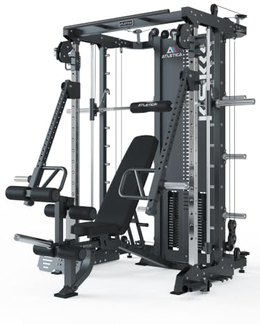 ATLETICA KSK Multipresse Set | Target | Set aus KSK Multipresse inkl. Jammer Arms und Leg Press & B2 Hantelbank mit Optionen für Arm- und Beintraining | 2x90kg Weight Stack
