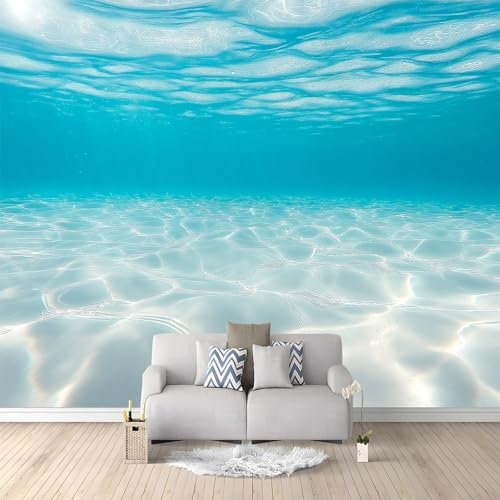 Papel pintado fotográfico impreso Agua de mar clara bajo el agua Papel pintado fotográfico de tejido no tejido 250 x 175 cm arte fotográfico pared de Azul pintado de pared imagen de pare
