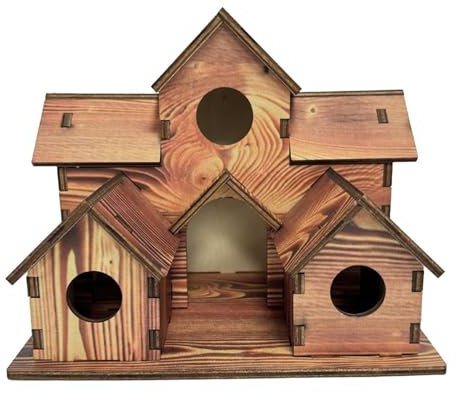 JISADER Maison à Oiseaux en Bois Suspendue, cabane de Jardinage, Cadeau de nichoir, nid pour Cour, moineaux, Nidification de Robins